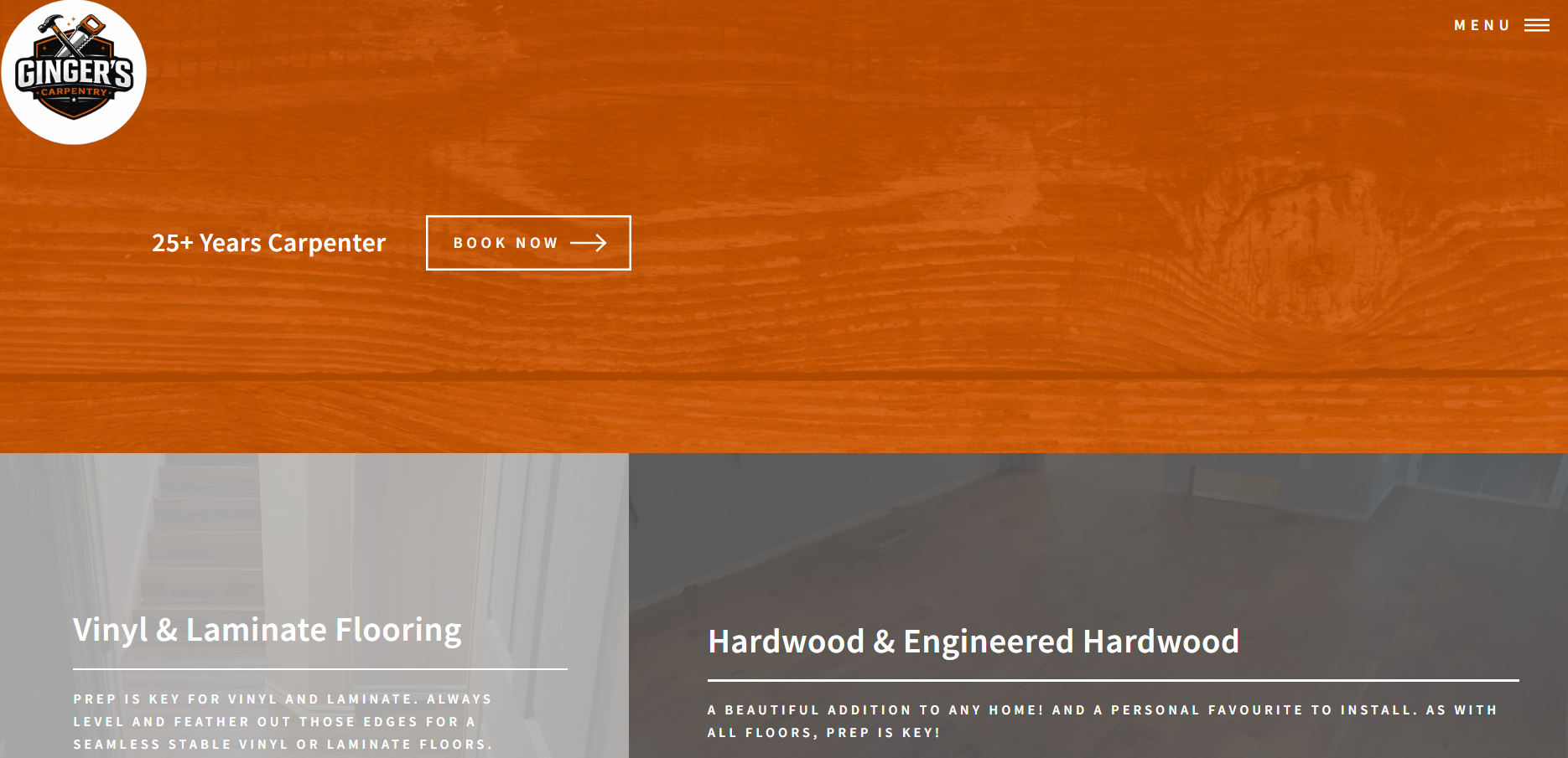 Gingers Carpentry website screenshot